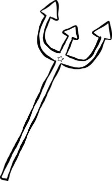 Cute Trident Outline Hand Drawn Whimsical Illustration