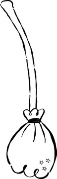 Magical Witch Broomstick Outline Hand Drawn Whimsical Illustration