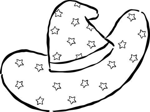 Magical Purple Wizard Witch Hat outline Hand Drawn Whimsical Illustration