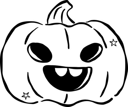 Cute Halloween Pumpkin Outline Hand Drawn 