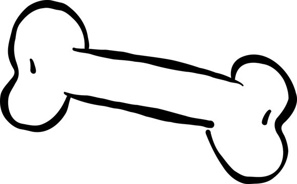 Dog Bone Outline Hand Drawn Illustration