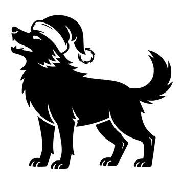 Wolf Wearing Santa Hat