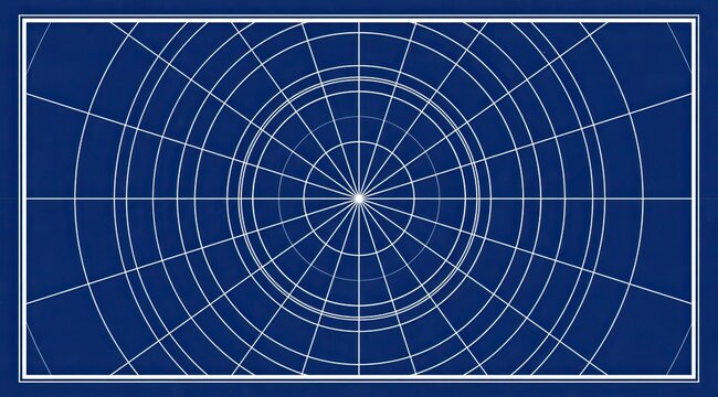 Abstract radial grid on deep blue, creating a sense of depth and order