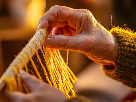 Hands Weaving a Colorful Friendship Bracelet for social media