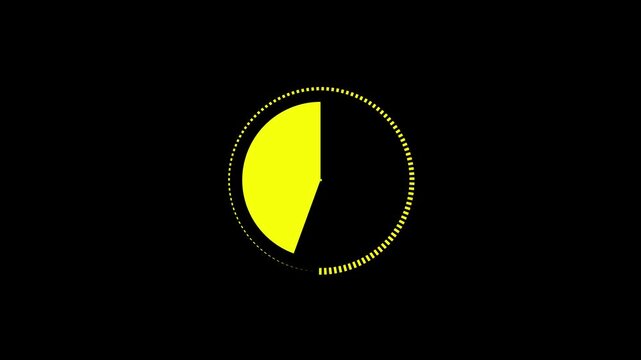 Yellow circle progress indicator with rotating segment on black background showing time passing animation.
