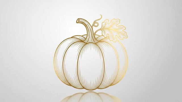 Golden pumpkin outline drawing pulsing on a clean white background