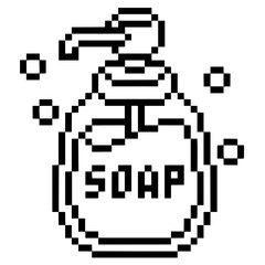 Fototapeta premium Soap bottle outline illustration with pump dispenser, clean hygiene product packaging icon and hand-drawn line art design 