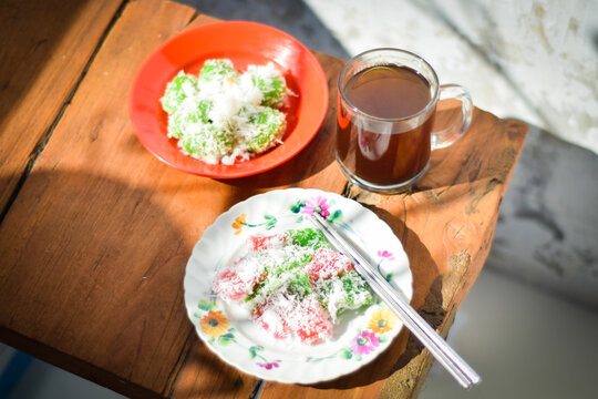 Traditional Indonesian food made from cassava, served with Javanese coffee.