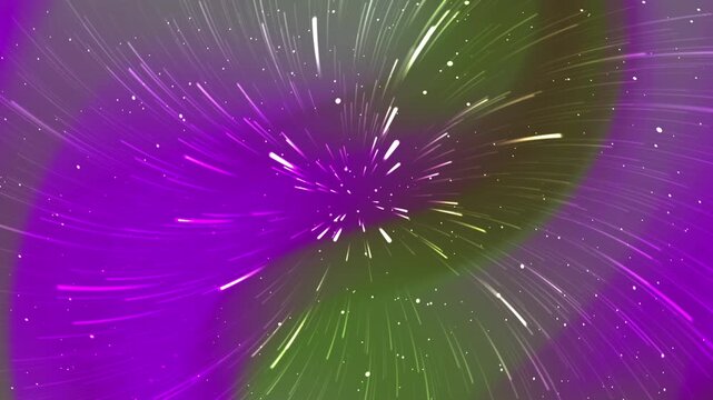 Futuristic warp speed motion through a vibrant purple cosmic spiral