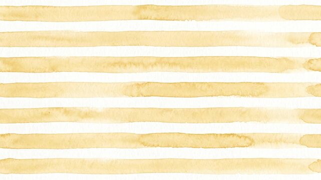 Yellow watercolor striped lines background flowing seamlessly on white paper