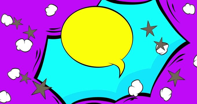 Cartoon background animation, comic book backdrop video. Retro comics pop art design.
