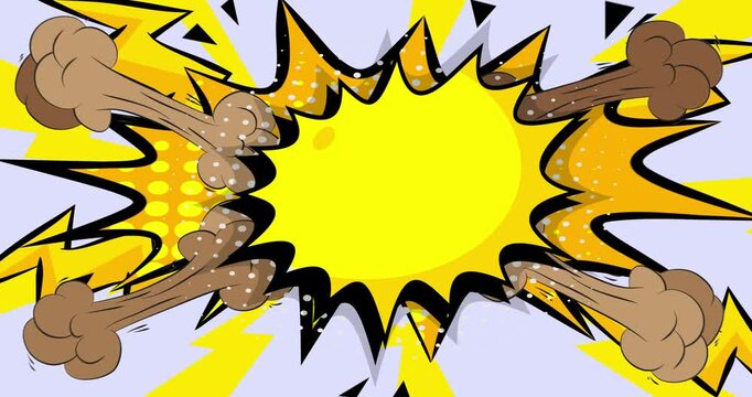 Cartoon background animation, comic book backdrop video. Retro comics pop art design.