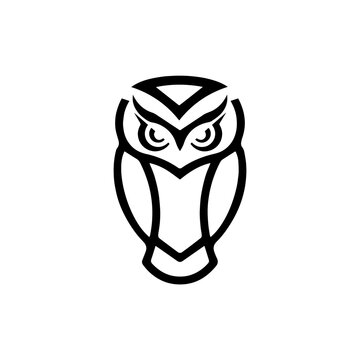 Black and White Owl Logo PNG &ndash; Minimalist Bird Emblem