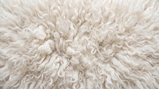 Soft natural white sheep wool, fluffy fibers creating a seamless textured background, premium textile and carpet design concept