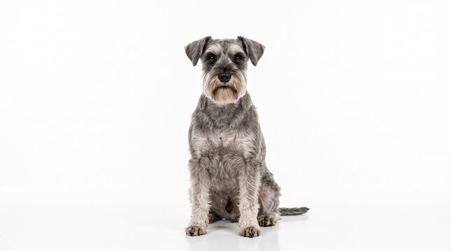 schnauzer dog sitting and looking at the camera