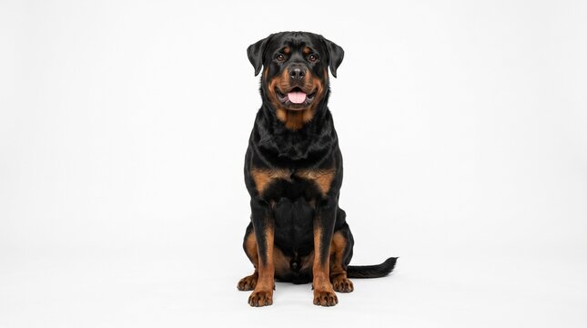 rottweiler dog sitting and looking at the camera