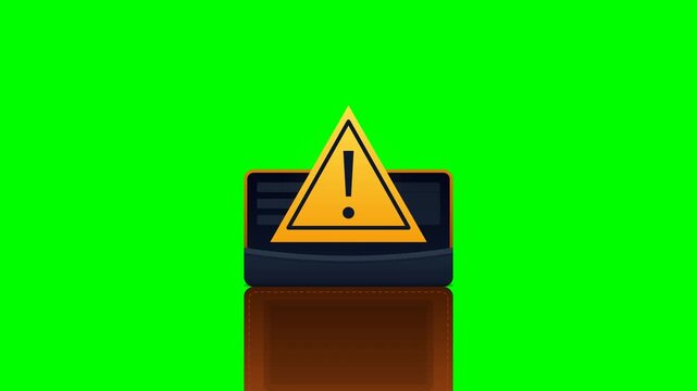 Insufficient Funds Warning - Animated Empty Wallet Alert on Greenscreen