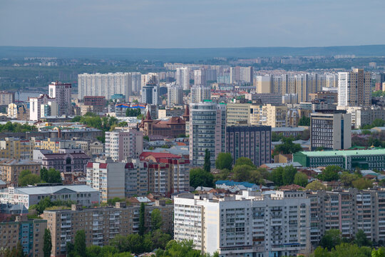 Cityscape of modern Saratov on a May day