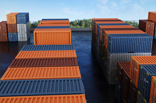 Stack of shipping containers for storage against the sky