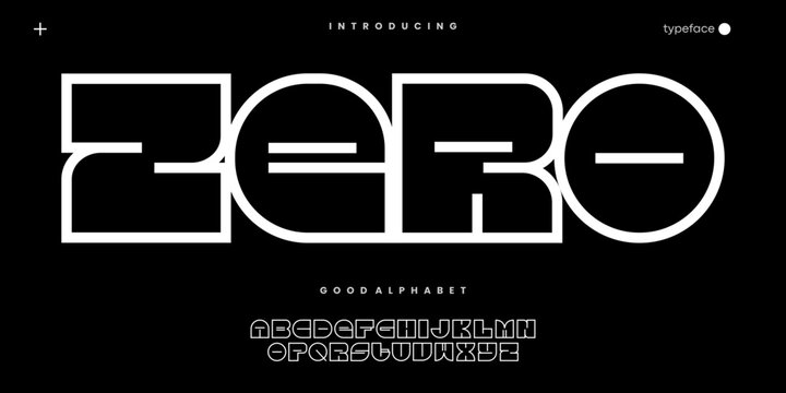 Zero Abstract minimal modern alphabet fonts. Typography technology vector illustration