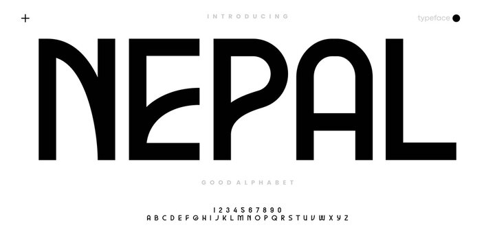 Nepal Modern minimal abstract alphabet fonts. Typography technology, electronic, movie, digital, music, future, logo creative font. vector illustration