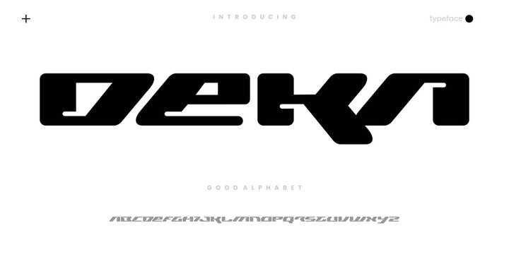 Deka alphabet Abstract minimal modern alphabet fonts. Typography technology vector illustration