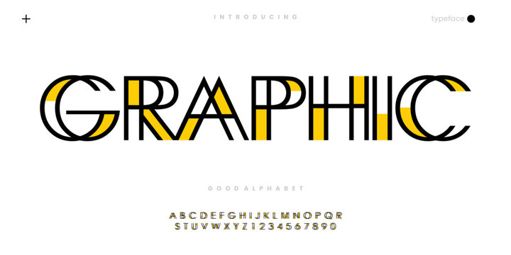 Graphic Abstract minimal modern alphabet fonts. Typography technology vector illustration