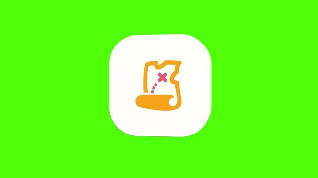 3D animated antique scroll treasure map icon on a white rounded card with a green screen background. Smooth loop motion, perfect for mobile app UI, island adventure, game element, and video editing el