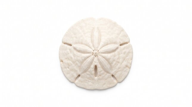 White sand dollar skeleton isolated on a clean white background