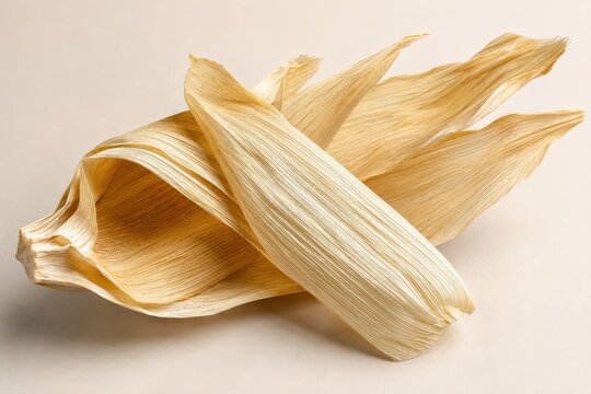 Dried corn husk, ready for cooking or crafting, with a natural, rustic texture