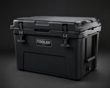 Black cooler box with latch