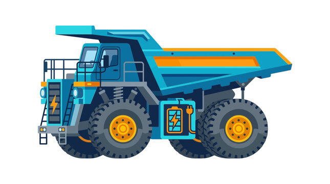 Electric Mining Dump Truck Illustration - Sustainable Heavy Machinery
