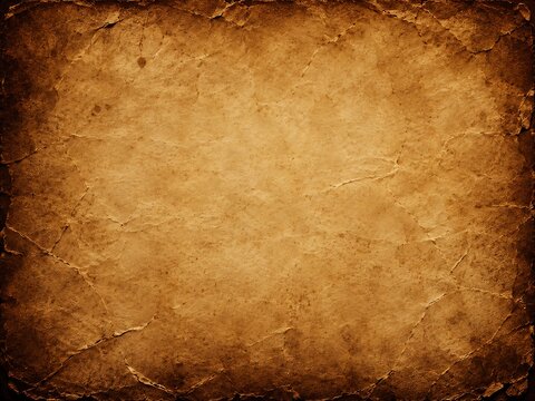 A dark brown aged paper texture with heavy creases and worn edges showing a distressed vintage surface for historical document background