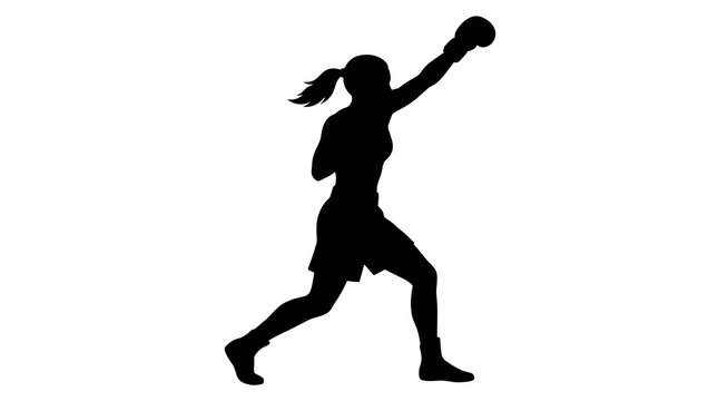 Athletic woman performing a boxing uppercut move
