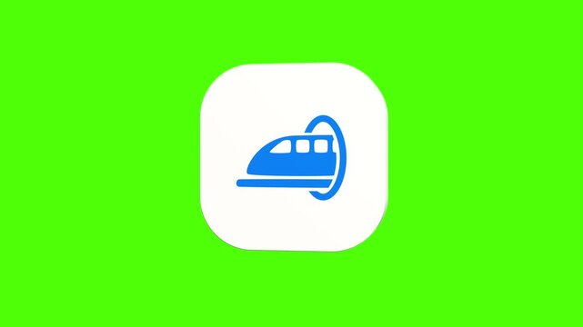 3D animated city underground subway train metro icon on a white rounded card with a green screen background. Smooth loop motion, perfect for mobile app UI, public transit, railway commute, and video e