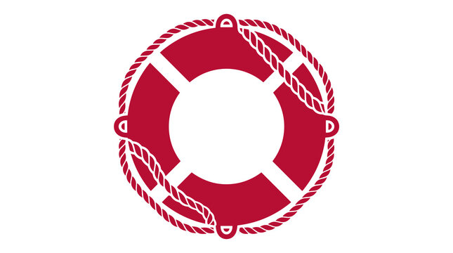 Red lifebuoy ring with safety rope detail