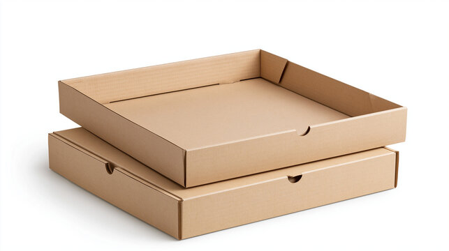 Disposable Pizza Boxes Isolated on White Background