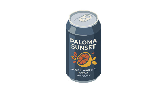 Vector Illustration of a Canned Paloma Agave and Grapefruit Cocktail