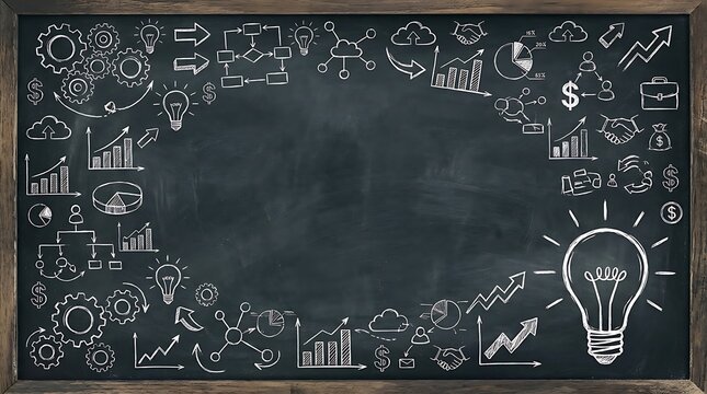 Back to school education banner featuring school supplies and stationery items drawn on a rustic wooden blackboard