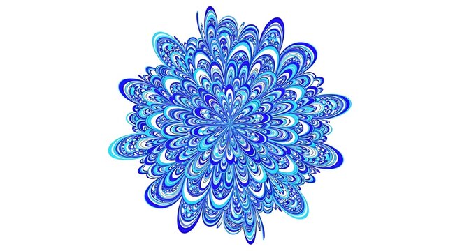 Blue mandala circular pattern with intricate floral details