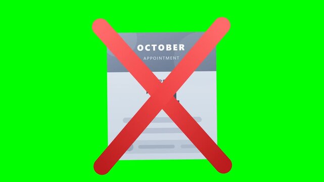 Cancel Appointment Strike - Animated Calendar Removal on Greenscreen