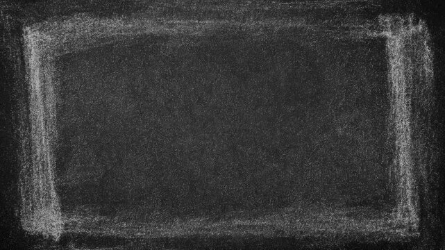 Hand drawn chalk dust frame border with copy space text overlay seamless loop on dark background