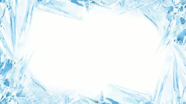 Abstract icy crystal frame with copy space, animated border, stop motion style seamless loop