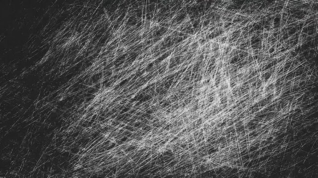 Abstract white scratch texture streaks across dark background, hand drawn digital background animation seamless loop