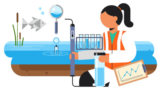 Scientist Conducting Water Quality Analysis and Environmental Testing
