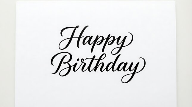 Happy birthday text in script font, isolated on white background