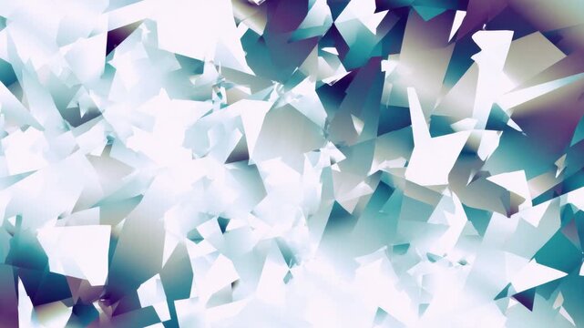 Abstract broken glass shards pattern with teal and purple tones, seamless loop digital background