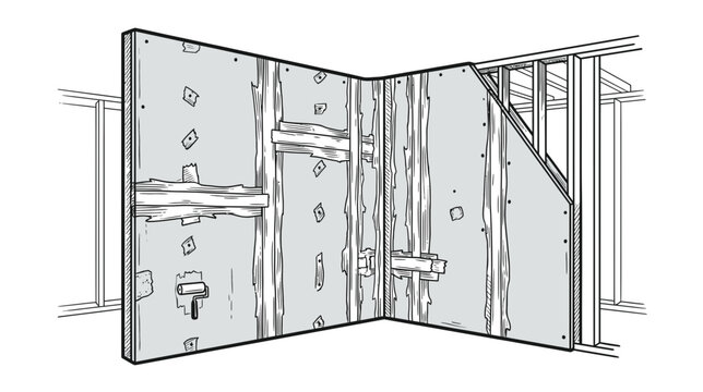 Construction in progress, interior wall framing and drywall