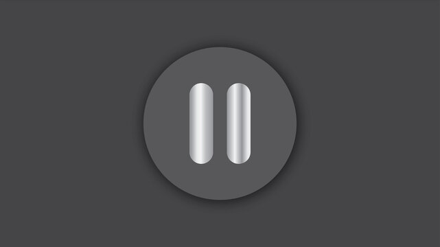 Silver Pause Button Icon on Dark Gray Circle Background