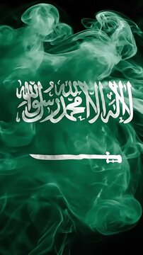 Saudi Arabia flag smoke art wallpaper design for national day celebration background